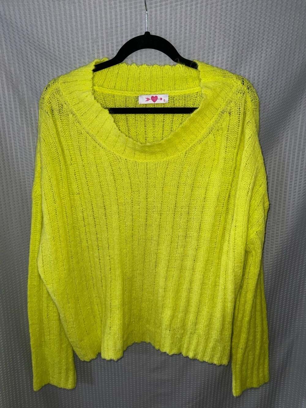 Buddy Love Neon Yellow Ribbed Knit Sweater Size S